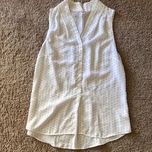 DNA Couture White Sleeveless Blouse with Mandarin Collar